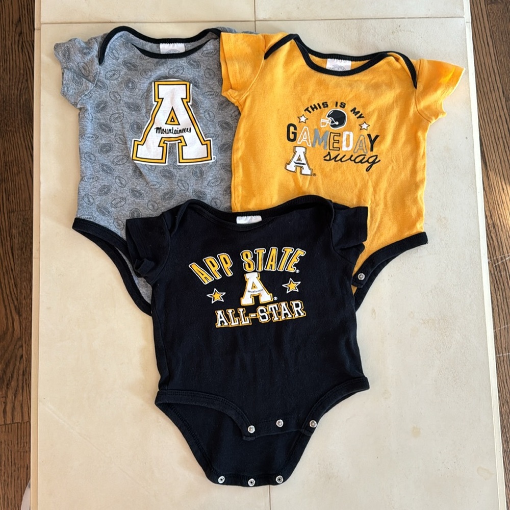 Appalachian state mountaineers onesies for 6-9 mos baby